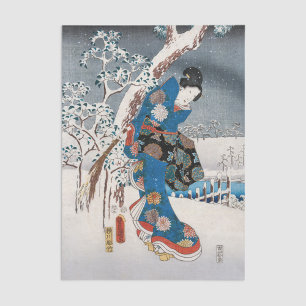 Papier Mousseline Utagawa Hiroshige - Conte de Genji, Élégante femme