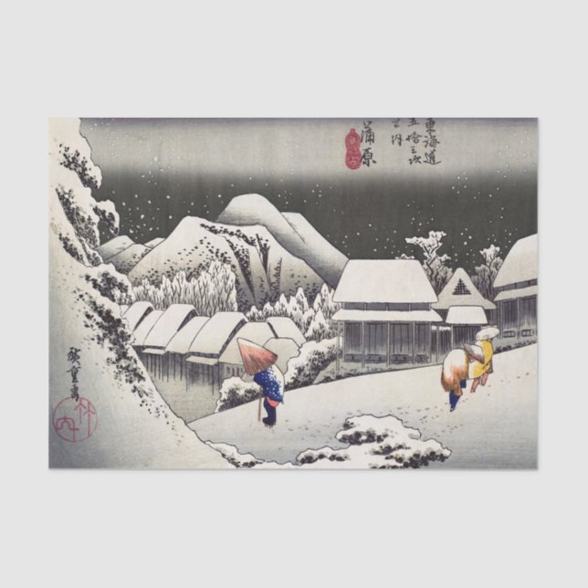 Papier Mousseline Utagawa Hiroshige - Neige du soir à Kanbara (Recto)