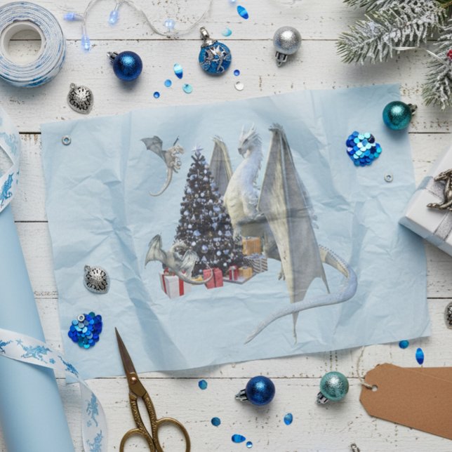 Papier Mousseline Vacances Arbre de Noël Dragon de glace avec bébés (Créateur téléchargé)