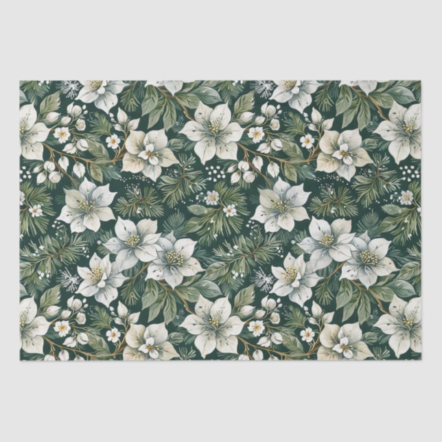 Papier Mousseline Vacances Azalées blanches et Evergreens (Recto)