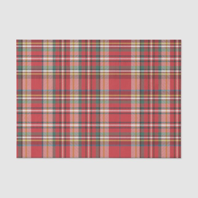 Papier Mousseline Vacances de Noël Plaid Rouge Check Rustique (Recto)
