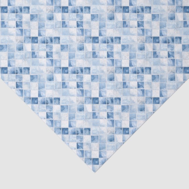 Papier Mousseline Vacances Motif Dusty Blue Check (Détail)