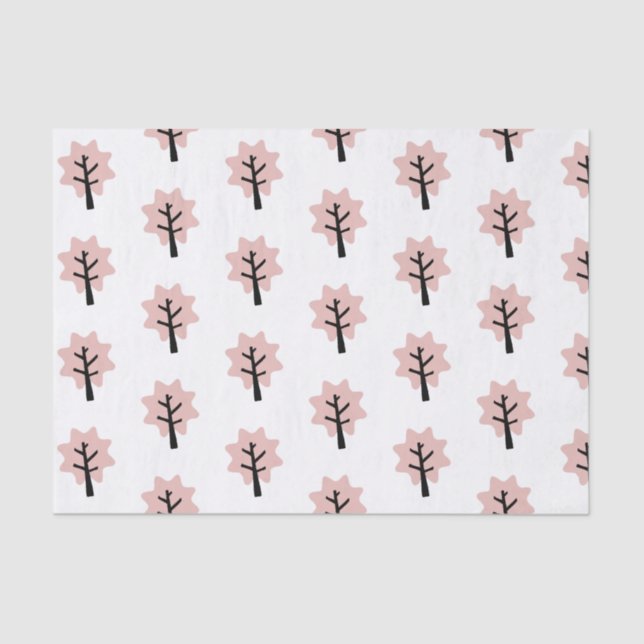 Papier Mousseline Vacances Motif Pastel Pink Tree Simple (Recto)