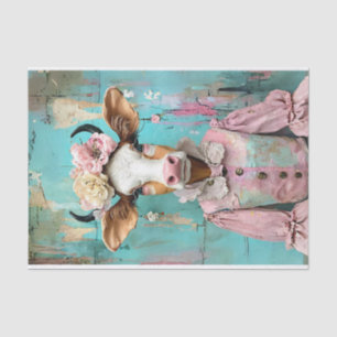 Papier Mousseline Vache chic Shabby dans une découpage pastel douce