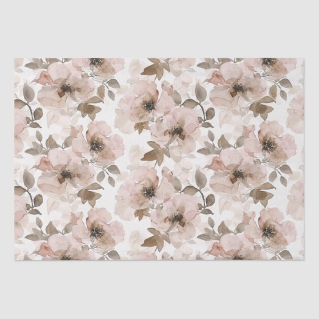 Papier Mousseline Vacheresse Fleurie Sud-Ouest Rose Marron  (Recto)