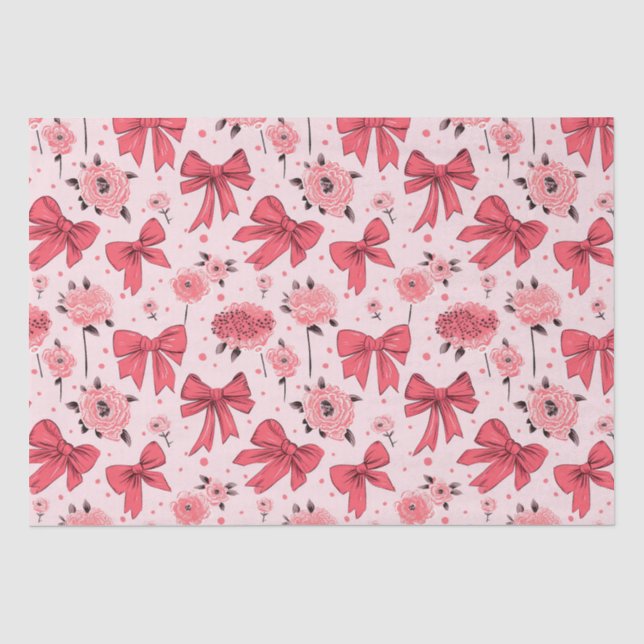 Papier Mousseline Vaches florales - Motif floral et ruban (Recto)