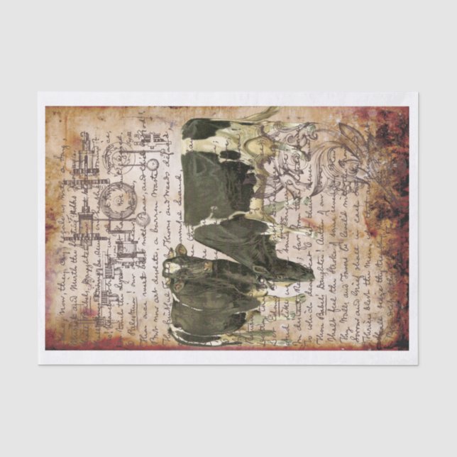 Papier Mousseline Vaches Vintages (Recto)