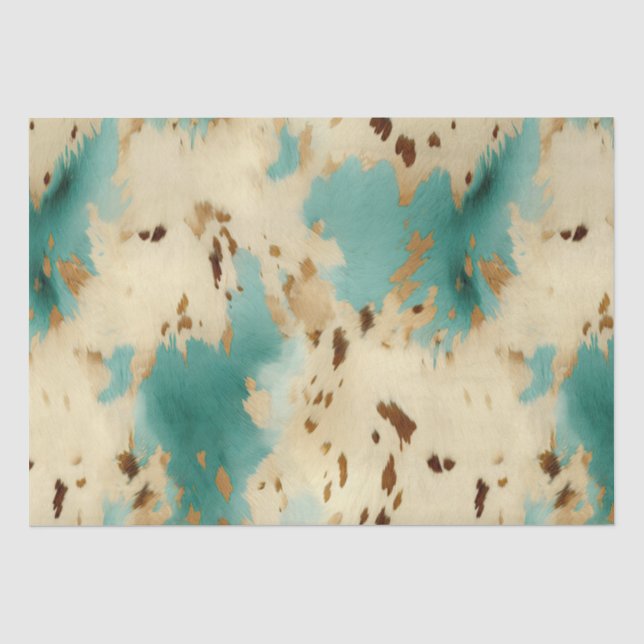 Papier Mousseline Vachure d'or blanc turquoise (Recto)