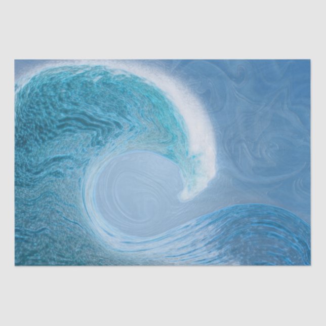 Papier Mousseline Vague Bleue Artistique (Recto)