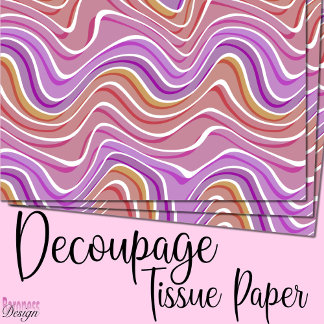 Papier Mousseline vagues Abstraites motif rose violet rouge jaune