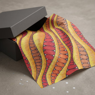 Papier Mousseline Vagues abstraites organiques terracotta rétro boho