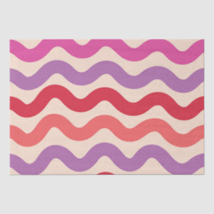Papier Mousseline Vagues Abstraites Rétro Rose Violet Rouge Motif