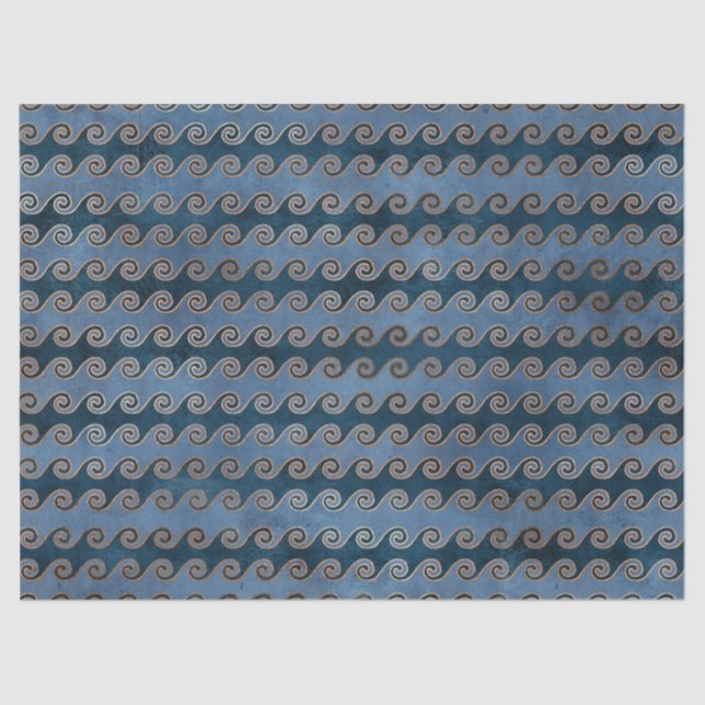 Papier Mousseline Vagues Abstraites sur le découpage bleu (Recto)