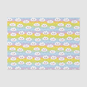 Papier Mousseline Vagues colorées mignonnes Kawaii Emoji Clouds Moti
