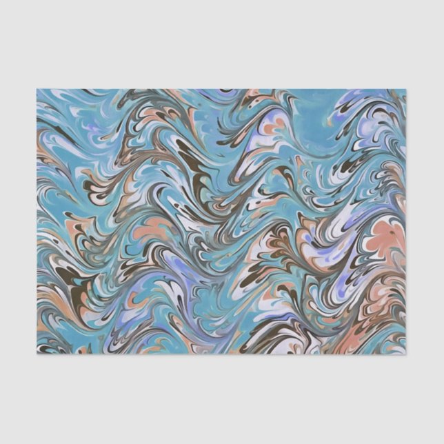 Papier Mousseline Vagues en bleu acrylique pour l'art Abstrait (Recto)