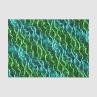 Papier Mousseline vagues encrées - dégradé de verts :