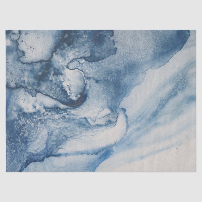 Papier Mousseline Vagues ou nuages bleus Abstraits sur la page de dé (Recto)