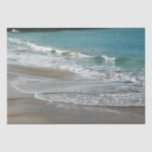 Papier Mousseline Vagues sur la plage bleu turquoise Océan