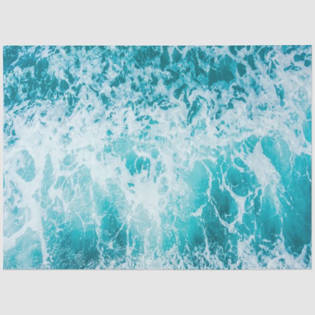 Papier Mousseline Vagues tropicales de l'océan bleu (Recto)