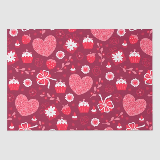 Papier Mousseline Valentine coeur motif (Recto)