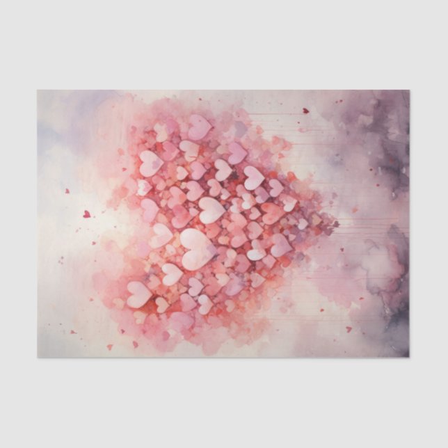 Papier Mousseline Valentine Coeurs roses Ballons (Recto)