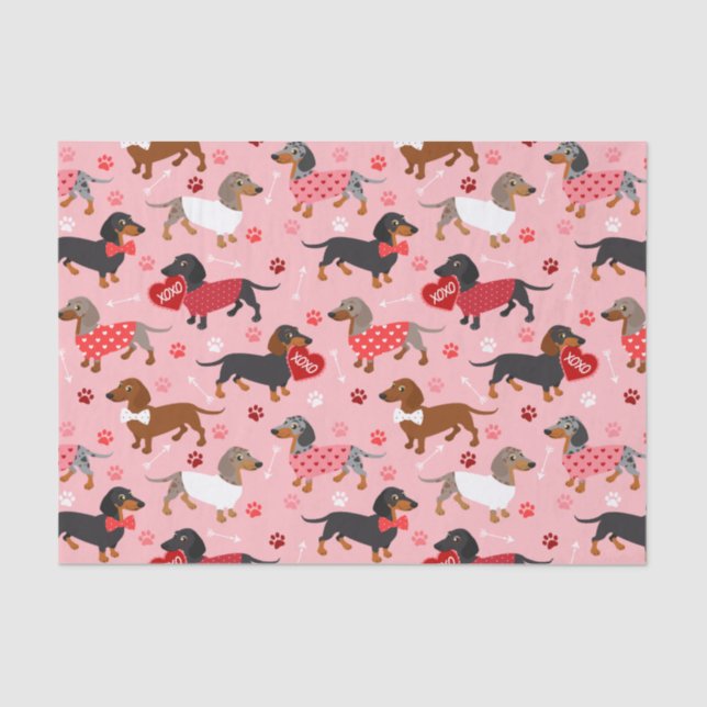 Papier Mousseline Valentine Dachshund (Recto)