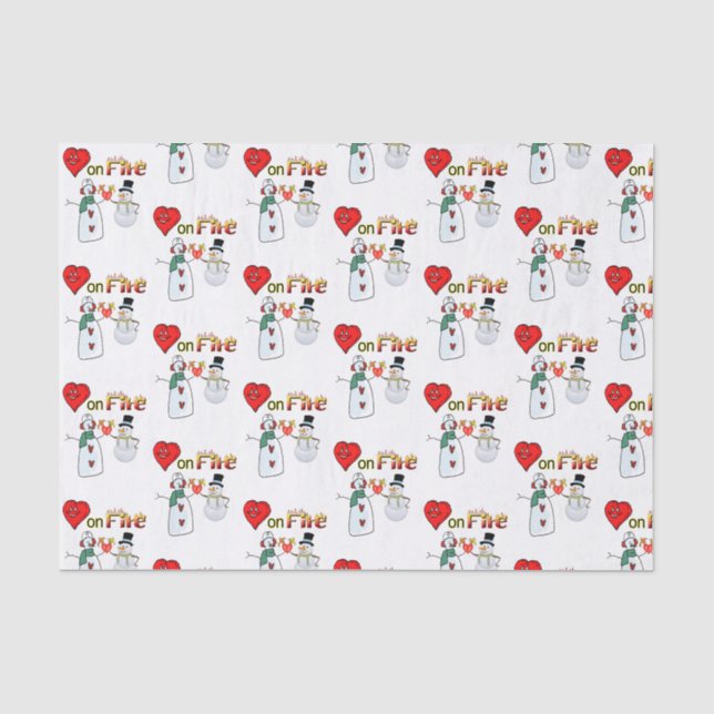 Papier Mousseline Valentine's Day Tissue Paper Love Hearts Snowman (Recto)