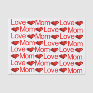 Papier Mousseline Valentine's Day Tissue Paper Love Mom Red Hearts