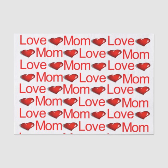 Papier Mousseline Valentine's Day Tissue Paper Love Mom Red Hearts (Recto)