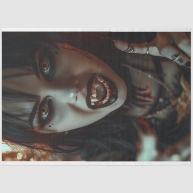 Papier Mousseline Vampire Gothique Seraphine Découpage (Recto)