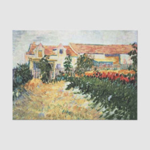 Papier Mousseline Van Gogh - Maison avec des tournesols