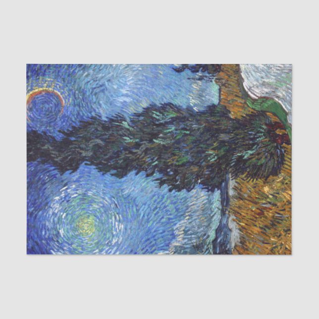 Papier Mousseline Van Gogh Road Avec Cyprès Impressionnisme (Recto)