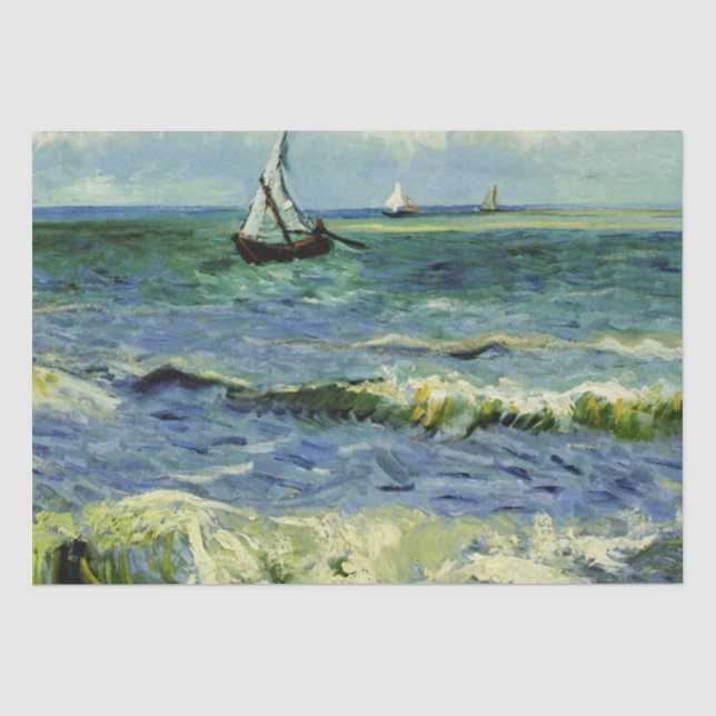 Papier Mousseline Van Gogh - Un bateau de pêche en mer, (Recto)
