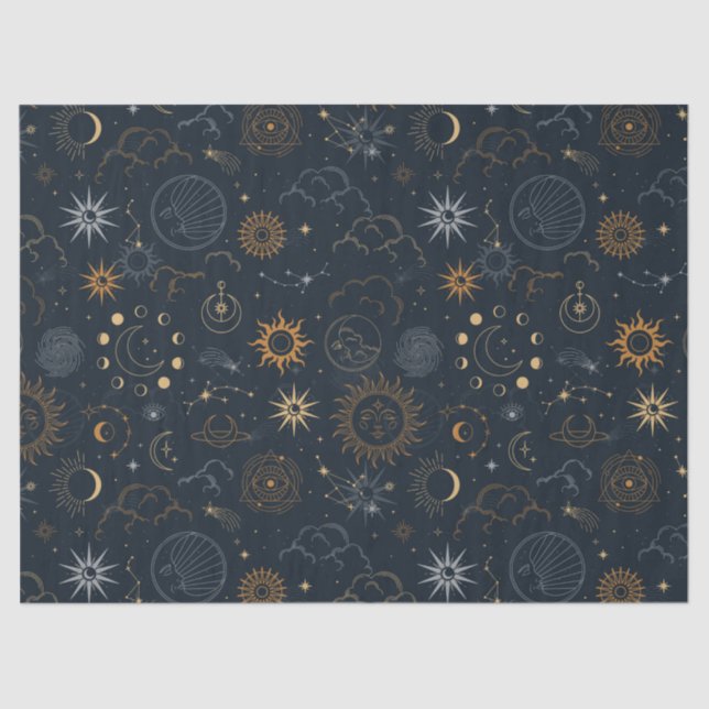 Papier Mousseline Vector Magic avec constellations soleil lune magie (Recto)