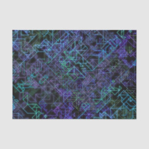 Papier Mousseline veines cybernétiques, en bleu et vert :