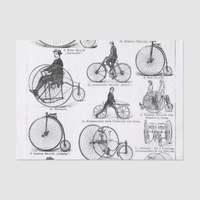 Papier Mousseline Vélo à grande roue Penny Farthing (Recto)