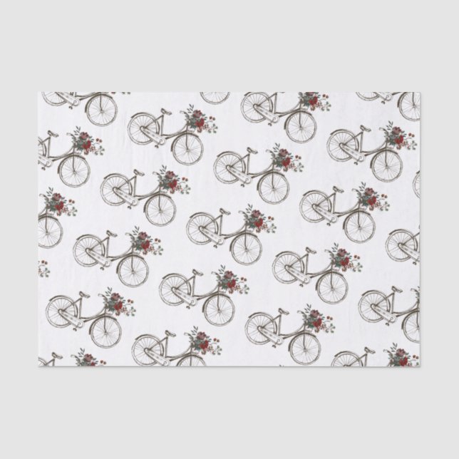 Papier Mousseline Vélo antique avec panier de fleurs (Recto)