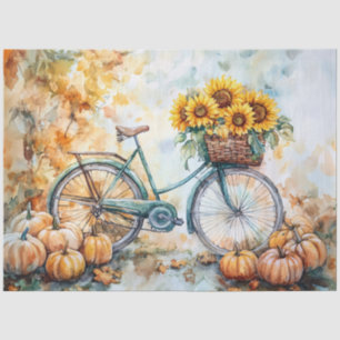 Papier Mousseline Vélo vintage avec tournesols et Citrouilles