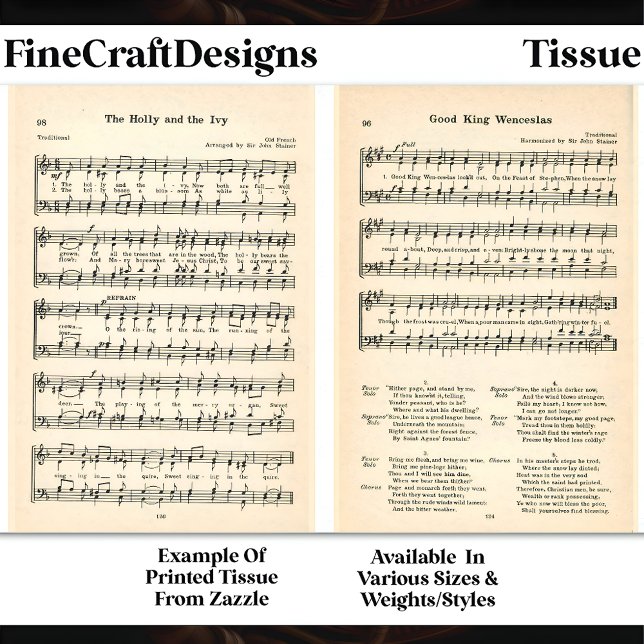 Papier Mousseline Venceslas + Holly Ivy Sheet Music DU6 Découpage (Créateur téléchargé)