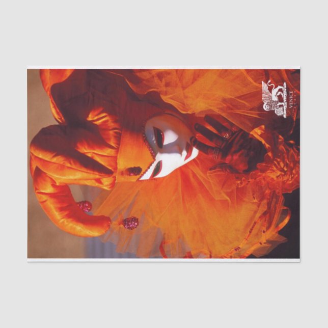 Papier Mousseline Venise, Italie (IT) - costume orange de carnaval (Recto)