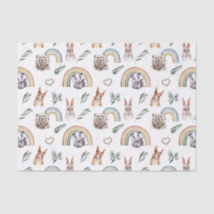 Papier Mousseline Verdure de la forêt   Animaux de la forêt et arcs-