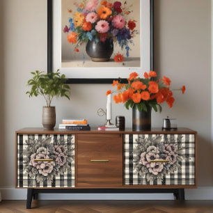 Papier Mousseline Vérification vintage avec flush Blooms Découpage I