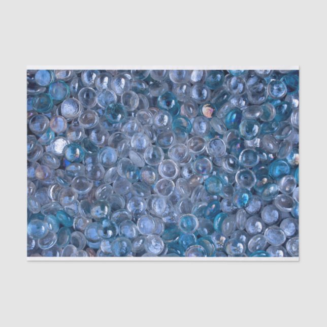 Papier Mousseline Verre clair et bleu teinté Marbres dans l'eau (Recto)