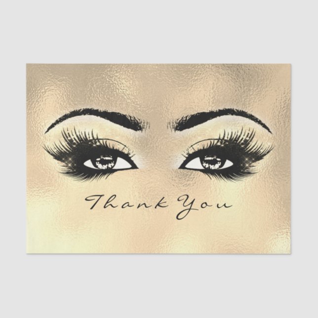 Papier Mousseline Verre Faux Or Lashes Métallurgique Merci Yeux (Recto)
