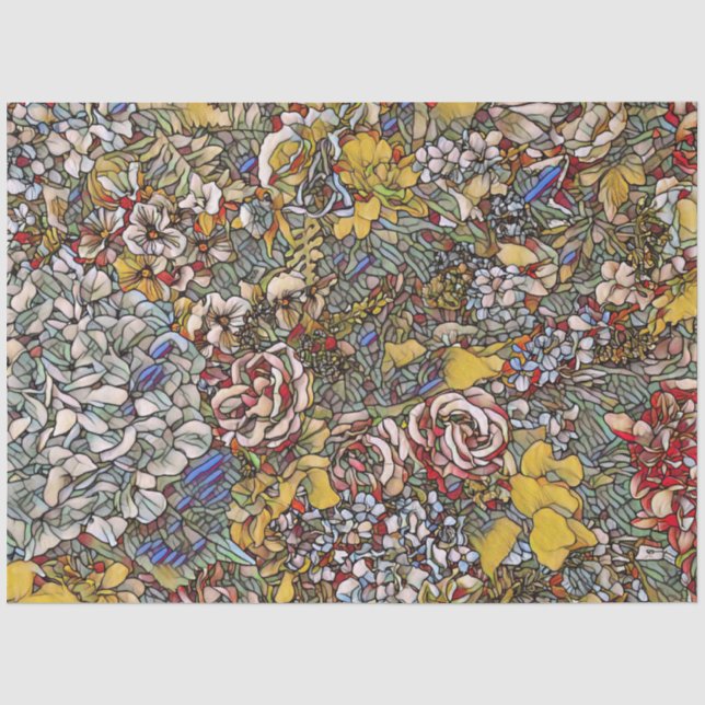 Papier Mousseline Verre verni Botanique Floral (Recto)