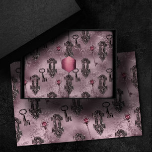 Papier Mousseline Verrouillage et clé rose Découpage Vintage