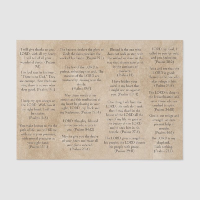 Papier Mousseline Versets de Psaume pour Journaux (Recto)