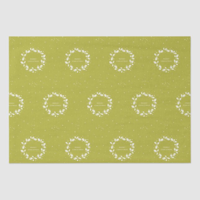 Papier Mousseline Vert Acide + Blanc Joyeux Noël Vide Wreath (Recto)