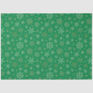 Papier Mousseline Vert avec Flèches de neige en or