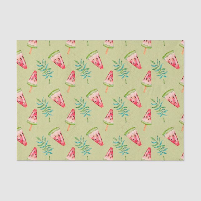 Papier Mousseline Vert avec motif pastèque (Recto)